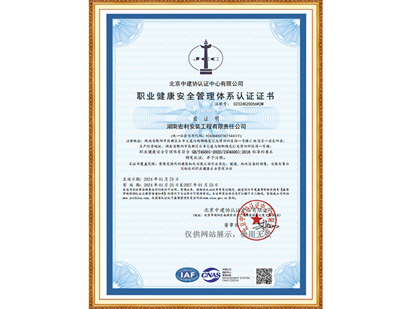 Occupational Health and Safety Management System Certification ISO45001