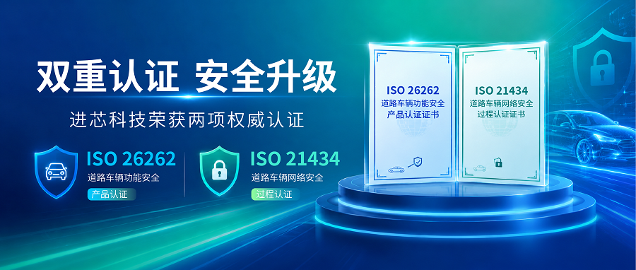 Jinxin Technology has been awarded dual vehicle safety certifications of ISO 26262 and ISO 21434