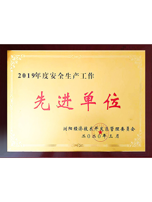 安全生产工作先进单位(2019年)
